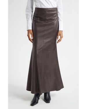 Twp Last Leather Maxi Skirt - Brown