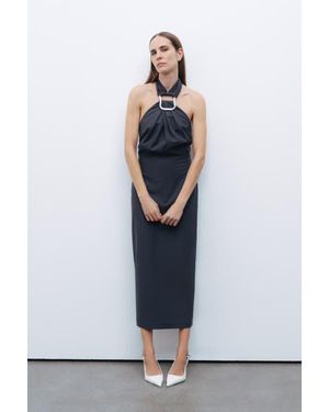 Nocturne Halter Neck Midi Dress - White
