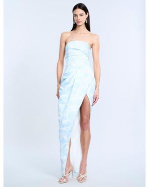 BCBGMAXAZRIA Pleat Bodice Wrap Skirt Gown - White
