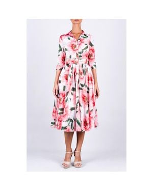 Samantha Sung A-Line Midi Aster Shirtdress - Red