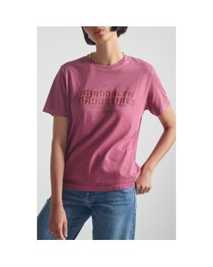 Brooklyn Industries Logo Cotton Graphic T-Shirt - Red