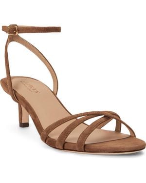 Ralph Lauren Kendyl Ankle Strap Kitten Heel Sandal - Brown
