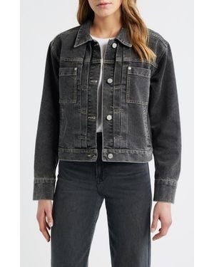 City Blues Pleated Denim Jacket - Black