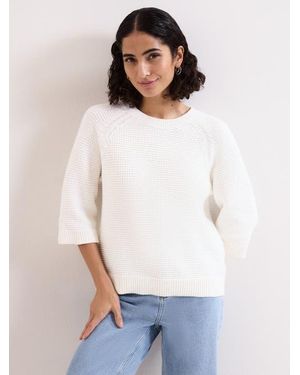 Phase Eight Odette Waffle Knit Sweater - White