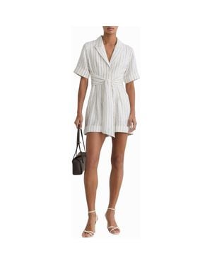 Reiss Estella Stripe Tie Waist Romper - White