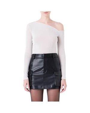Grey Lab Asymmetric One-Shoulder Top - White