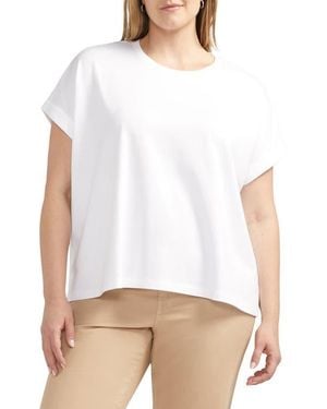 Jag Drapey Cuff Cotton & Modal T-Shirt - White