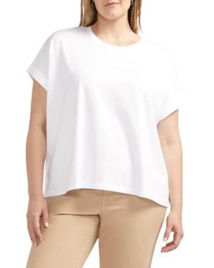 Jag Drapey Cuff Cotton & Modal T-Shirt - White