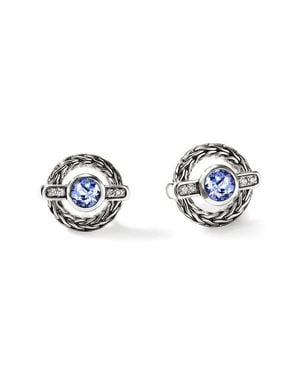 John Hardy Icon Sterling Tanzanite & Diamond Stud Earrings - Blue