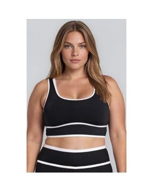 Calypsa Plus Size Long Line Swimbra Two-Toned Collection - Black
