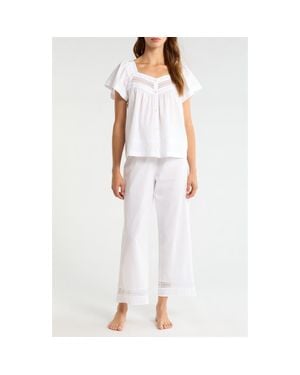 Nordstrom Lace Trim Cotton Poplin Pajamas - White