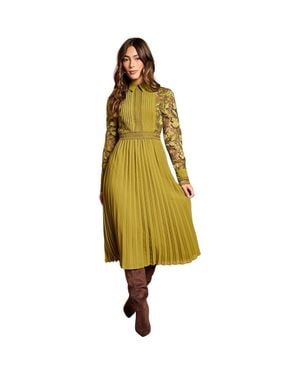 Coast Long Sleeve Midi Shirt Dress - Yellow