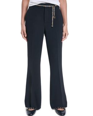 KARL LAGERFELD Chain Belt Straight Leg Career Pants - Blue