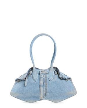 McQueen Manta Denim Shoulder Bag - Blue
