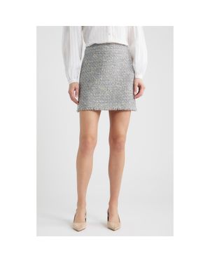 BOSS Vatoni Tweed Fringe Hem Miniskirt - Gray
