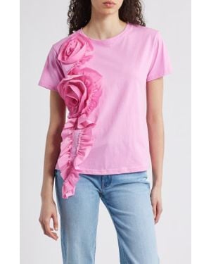 NIKKI LUND Peony Floral Appliqué Top - Pink