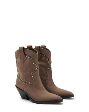 Mango Pointed Toe Western Boot - Brown