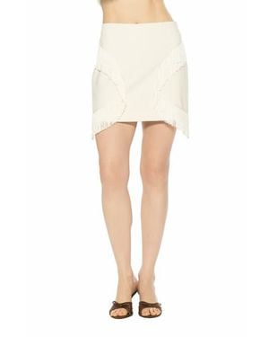 Alexia Admor Lior Fringe Grommet Mini Skirt - White
