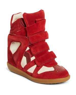 Isabel Marant Bekett Hidden Wedge High Top Sneaker - Red