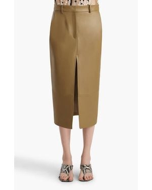 KHAITE Anden Pleated Lambskin Leather Pencil Skirt - Natural