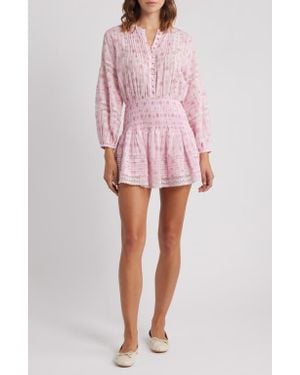 LoveShackFancy Janis Long Sleeve Minidress - Pink