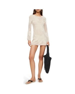 Lioness Solace Open Stitch Long Sleeve Minidress - Natural