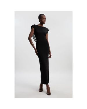 Karen Millen Slinky Plunge Back Maxi Dress - White