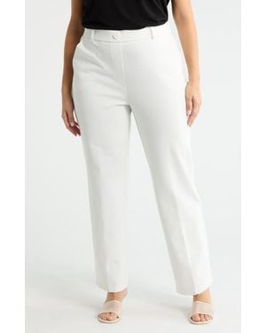 Kasper Faux Fly Stretch Straight Leg Pants - White
