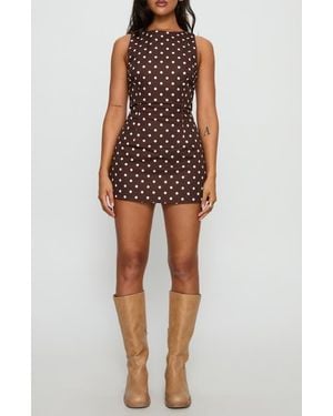 open lace back dress Call My Lover Lace Slip Mini Dress | Brown Polka Dot | Womens