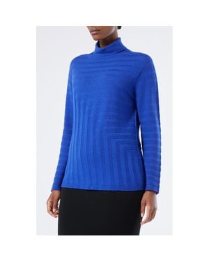 Marina Rinaldi Onde Virgin Wool Turtleneck Sweater - Blue