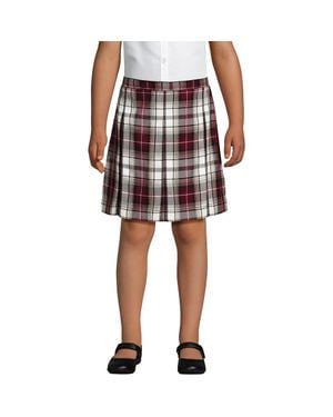 Lands' End School Uniform Girls Plaid Box Pleat Skirt Top Of The Knee - White