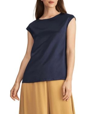 LILYSILK Basic Cap Sleeves Silk Tee - Blue