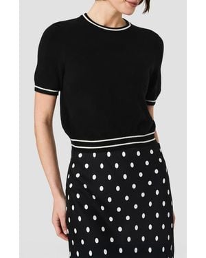 French Connection Babysoft Rib Stripe Short Sleeve Sweater - Black
