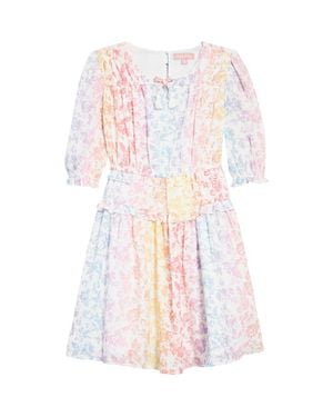 BCBGMAXAZRIA Kids' Floral Print Ruffle Peasant Dress - Pink
