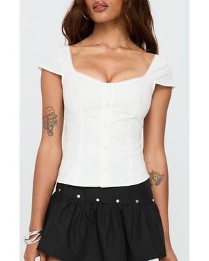 Princess Polly Transcendence Fitted Cotton Button-Up Top - White