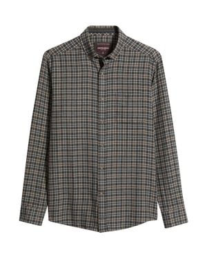 Johnston & Murphy Neal Heathered Check Flannel Button-Down Shirt - Gray
