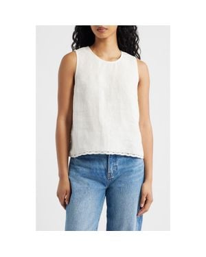 Madewell Lace Trim Pleated Linen Shell Top - White