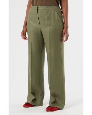 Marina Rinaldi Canapa Linen Wide Leg Pants - Green