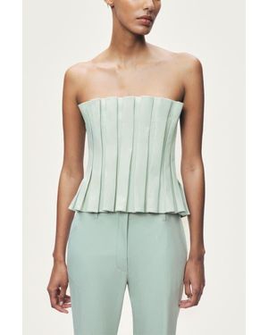 Nocturne Pleated Strapless Bustier Top - Blue
