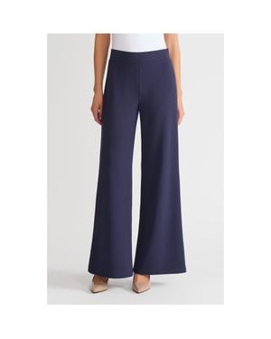 Ming Wang Stretch Deco Crepe Wide-Leg Pants - Blue