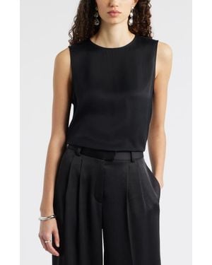 Nordstrom Satin Scoop Neck Tank - Black