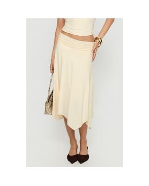 Princess Polly Scenic Route Asymmetric Midi Skirt - Natural