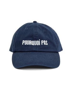 Clare V. Pourquoi Pas Embroidered Cotton Twill Baseball Cap - Blue