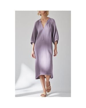 ocean + main Gauze Dress With Pockets - Purple
