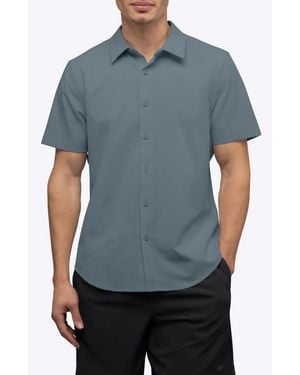 Cuts Crossover Performance Short Sleeve Button-Up Shirt - Blue