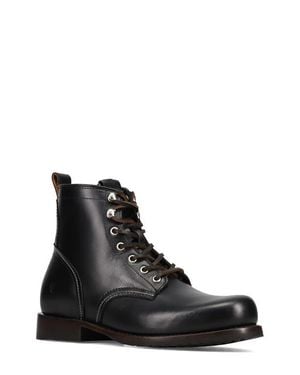 Frye Lace-Up Leather Ankle Boots - Black