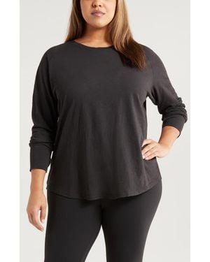 Zella Relaxed Washed Cotton Top - Black