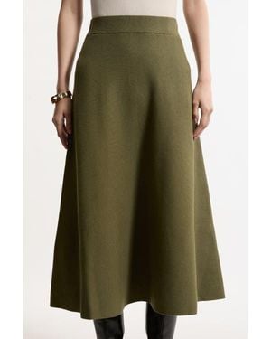 Karen Millen Milano Knit Full Midi Skirt - Green