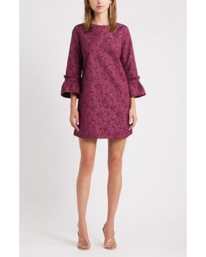 Chelsea28 Floral Jacquard Shift Minidress - Red