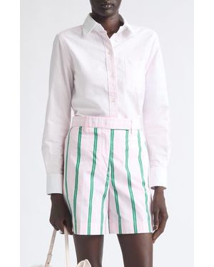 Thom Browne Classic Fit 4-Bar Cotton Oxford Button-Up Shirt - White